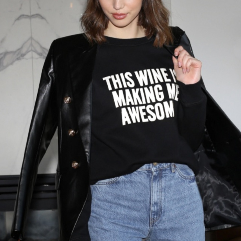 Brunette the Label Wine Crewneck Sweater Size S/M